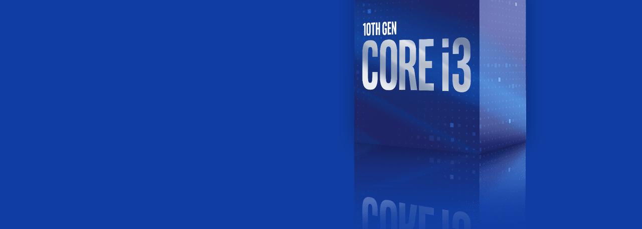 10th gen core i3 processor box is tilted slightly to the left